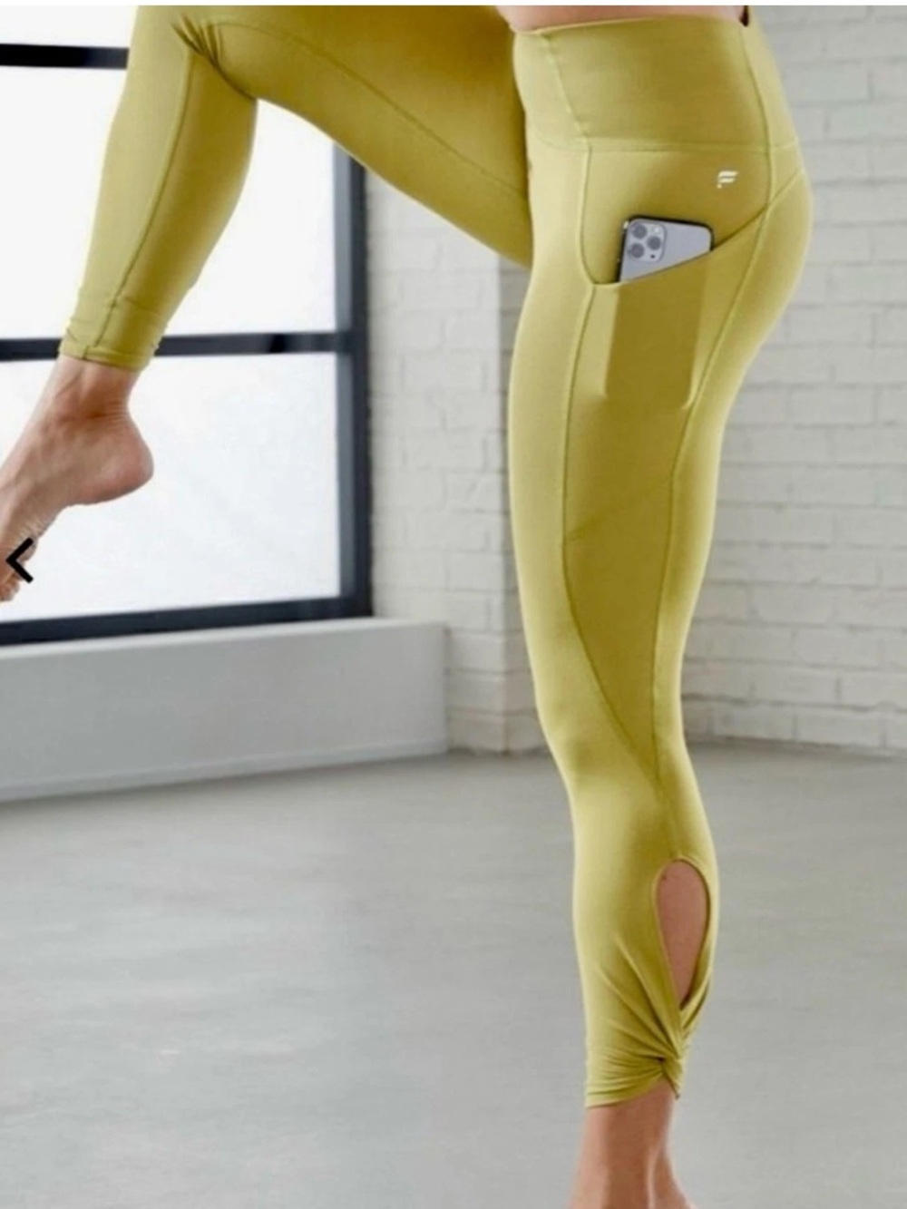 Fabletics Pureluxe Ankle Tie Leggings XL Olive Green High-Rise Workout Pockets
